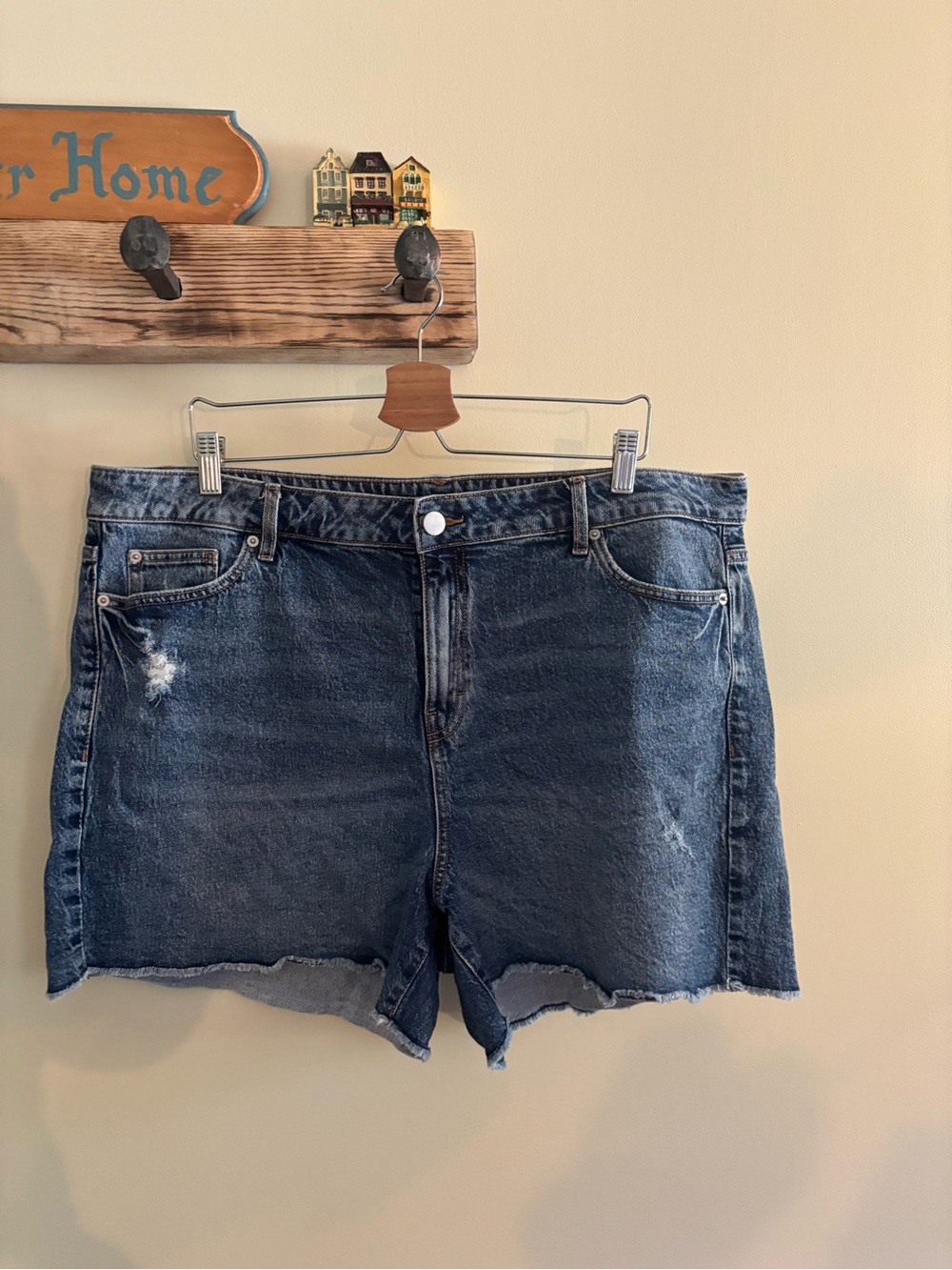 160.) Dark Blue Denim Cutoff Shorts